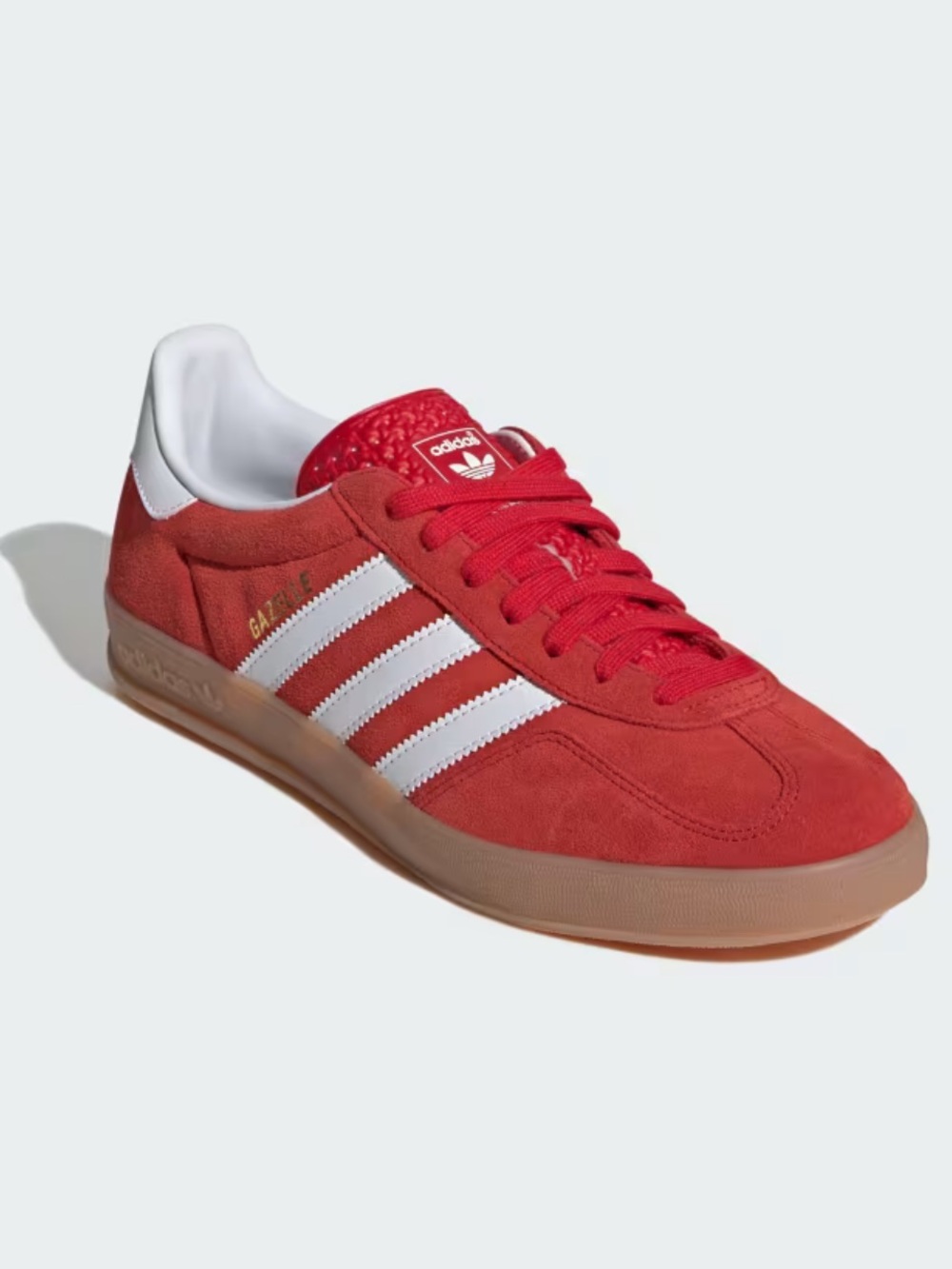 adidas Gazelle Red Suede Sneakers with White Stripes - Picture 2 of 6